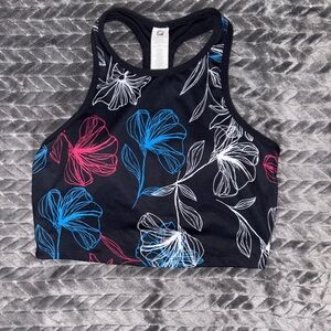Fabletics Womenz Floral Patterned Black Sports Bra Size S